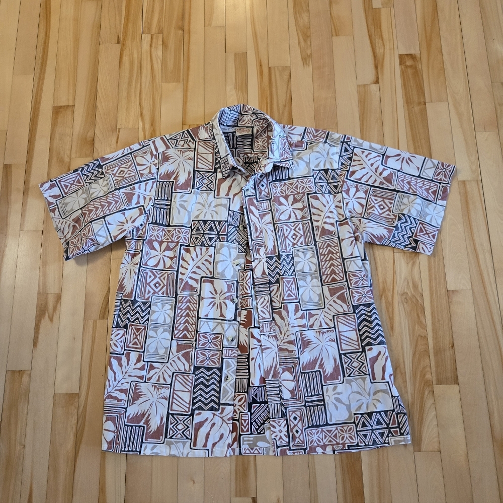 Men's Multicolor Patterned Short Sleeve Hawaiin Shirt XL Barefoot